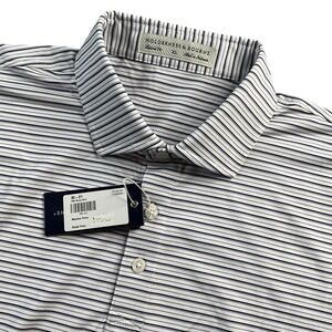 Holderness & Bourne Mens XL Tailored Fit Stripe Polo Shirt Golf Blue White LOGO
